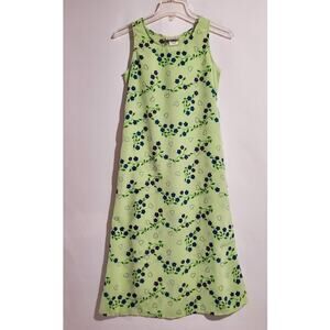Vtg SWAT Kids 90s y2k Floral Heart Sleeveless Tieback Dress Girl 14 Green Summer